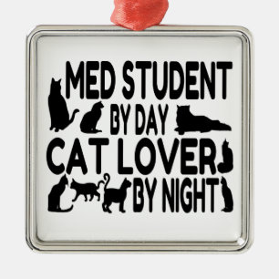 Cat Lover Med Student Julgransprydnad Metall