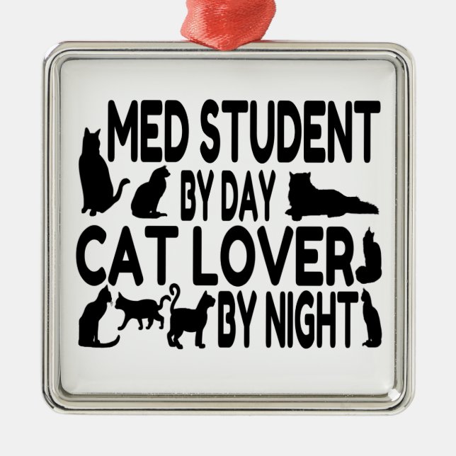 Cat Lover Med Student Julgransprydnad Metall (Framsidan)