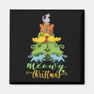 Cat Lover Merry Meowy Julgran Cat Helgdag Magnet