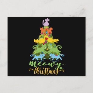 Cat Lover Merry Meowy Julgran Cat Helgdag Vykort