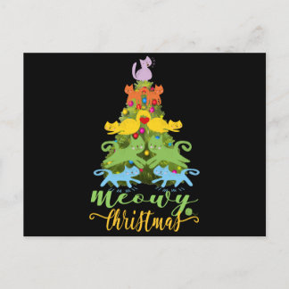 Cat Lover Merry Meowy Julgran Cat Helgdag Vykort