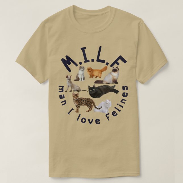 Cat Lover MILF Man I Kärlek Kattdjur T Shirt (Design framsida)