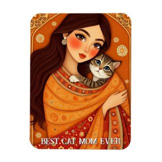 Cat lover Mom Photo  orange Magnet