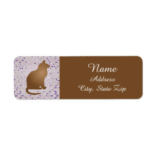 Cat Lover Mosaic Lila Pet Owner Kattunge Returadress Etikett