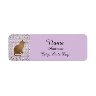 Cat Lover Mosaic Lila Pet Owner Kattunge Returadress Etikett