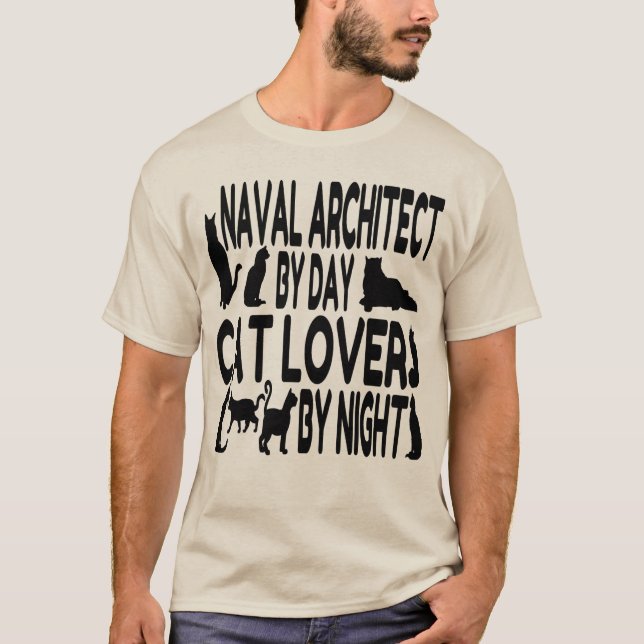 Cat Lover Naval Architect Tee Shirt (Framsida)