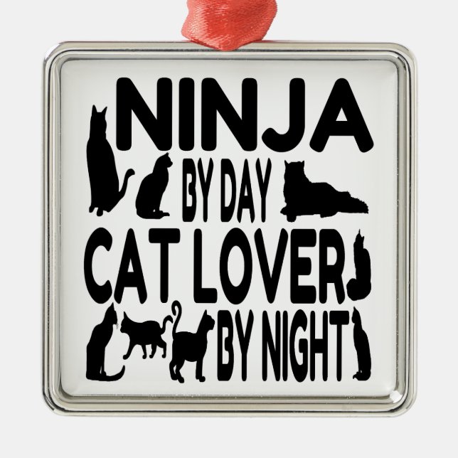 Cat Lover Ninja Julgransprydnad Metall (Framsidan)
