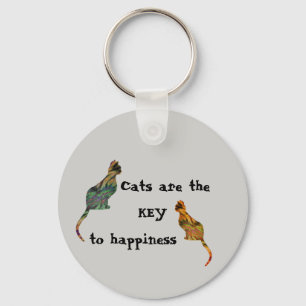 Cat Lover Nyckel till lycka Pets Mosaic Kittens Nyckelring