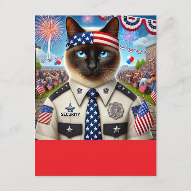 CAT Lover Party 4 juli Independence day Vykort (Framsida)