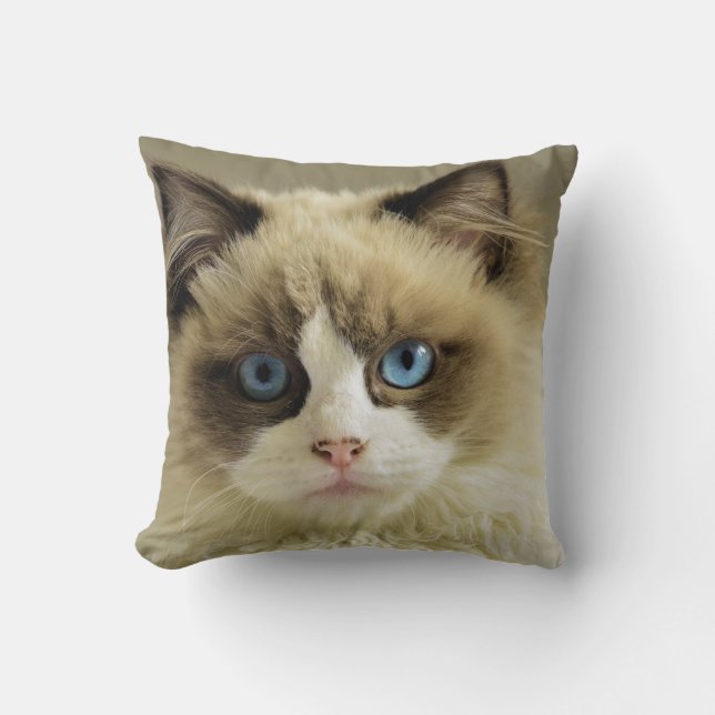 Cat Lover Personlig Pet 2 Photo Anpassningsbar Kudde (Framsida)