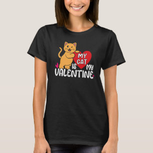 Cat Lover Pet Cat My Valentine Hearts Day Lycklig  T Shirt