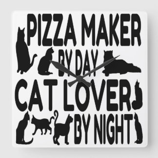 Cat Lover Pizza Maker Fyrkantig Klocka