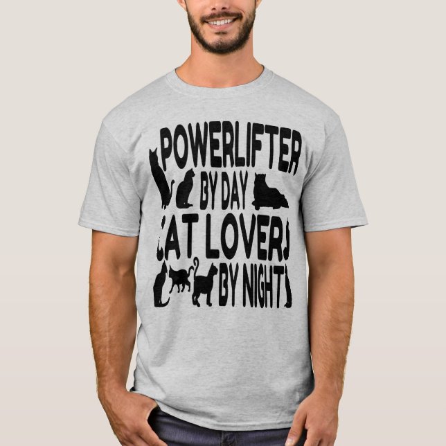 Cat Lover Powerlifter T-shirt (Framsida)