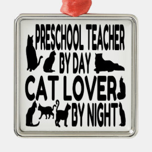 Cat Lover Preschool Teacher Julgransprydnad Metall