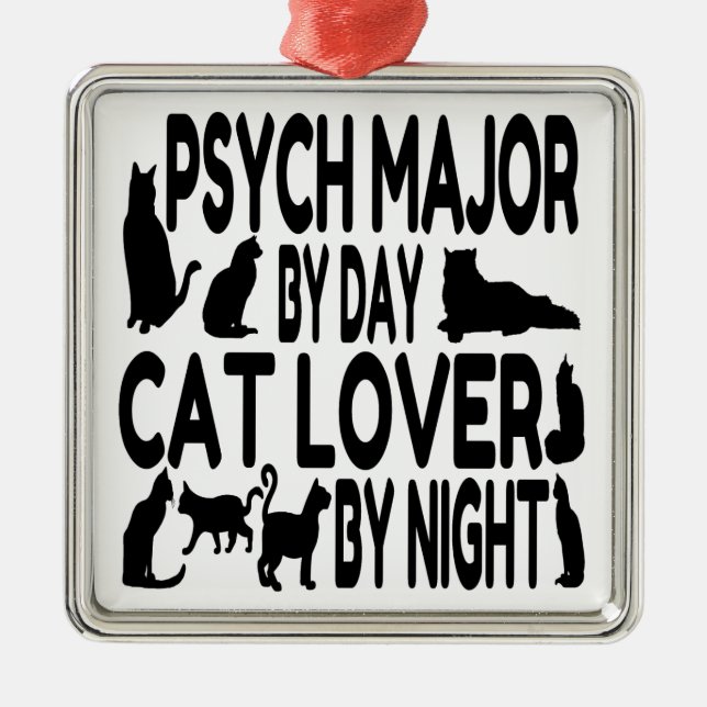 Cat Lover Psych Major Julgransprydnad Metall (Framsidan)