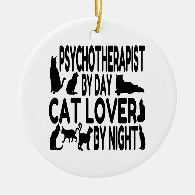 Cat Lover Psychoterapist Julgransprydnad Keramik (Framsidan)