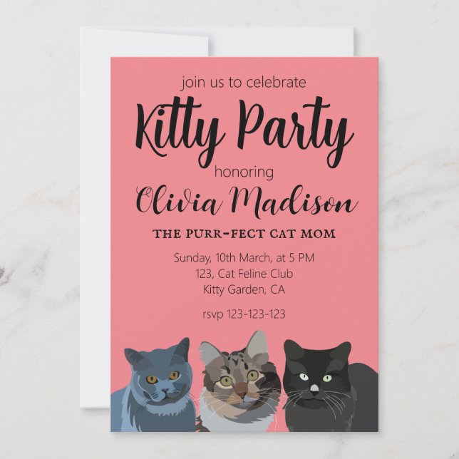 Cat Lover Purrfect Cat Mamma Kattunge Party Inbjudningar (Framsida)