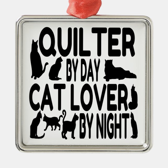 Cat Lover Quilter Julgransprydnad Metall (Framsidan)