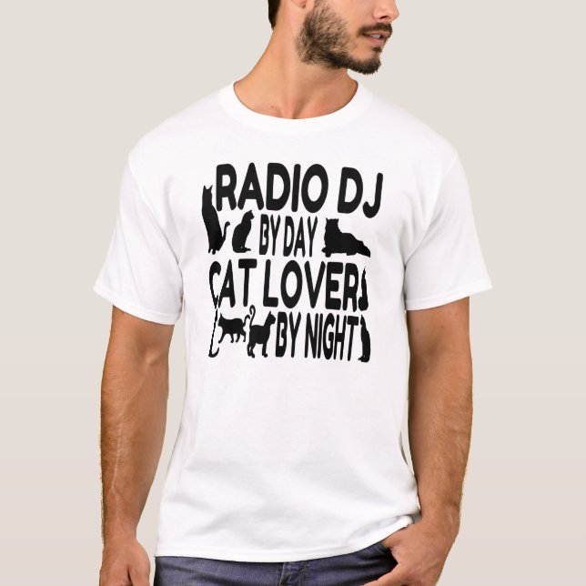 Cat Lover Radio DJ T-shirt (Framsida)