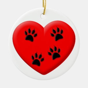 Cat Lover Red Heart and Tass Classic Julgransprydnad Keramik