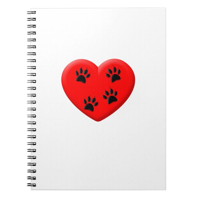 Cat Lover Red Heart och Tass Anteckningsbok (Framsidan)