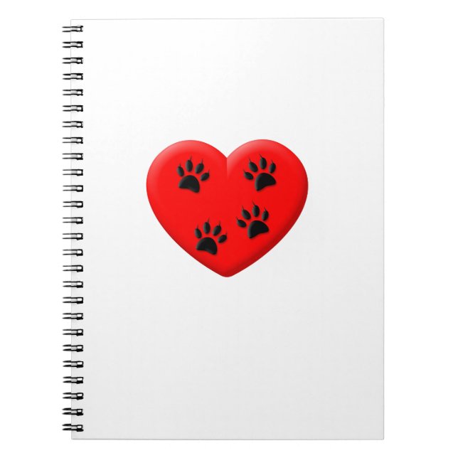 Cat Lover Red Heart och Tass Anteckningsbok (Framsidan)