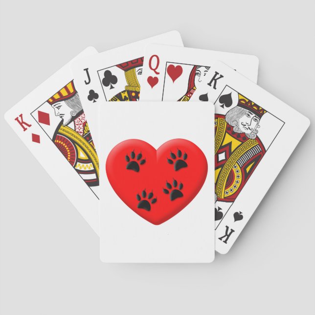 Cat Lover Red Heart och Tass Casinokort (Baksidan)