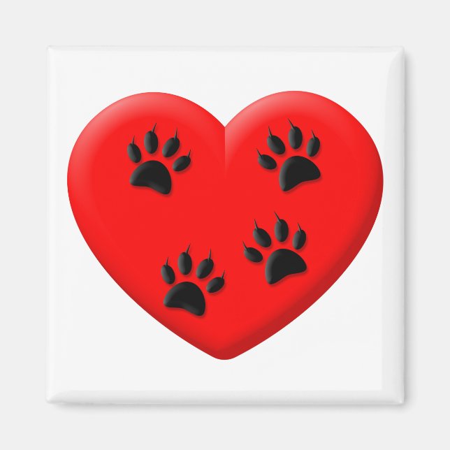 Cat Lover Red Heart och Tass Magnet (Framsidan)