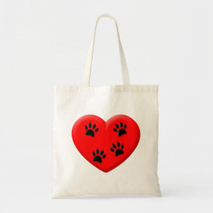 Cat Lover Red Heart och Tass Tygkasse