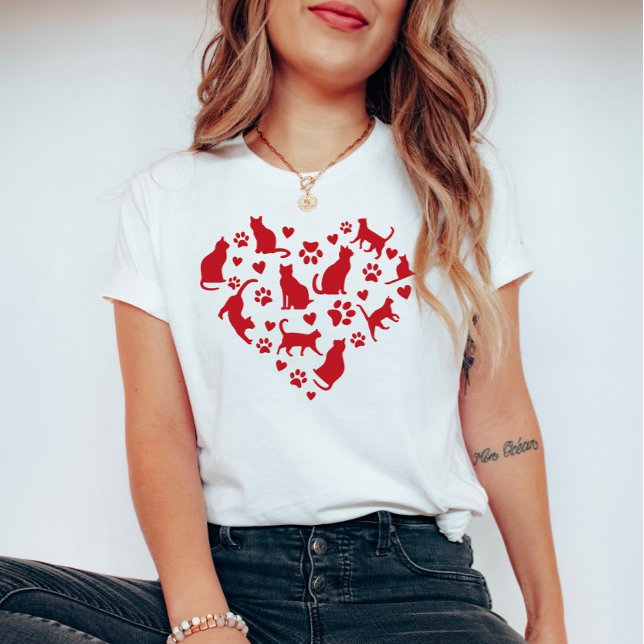Cat Lover Red Heart of Cats T Shirt (Skapare uppladdad)