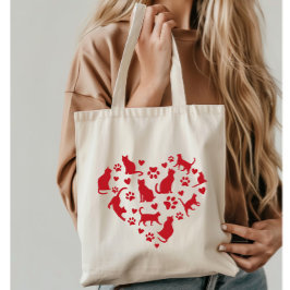 Cat Lover Red Heart of Cats Tygkasse