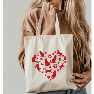 Cat Lover Red Heart of Cats Tygkasse
