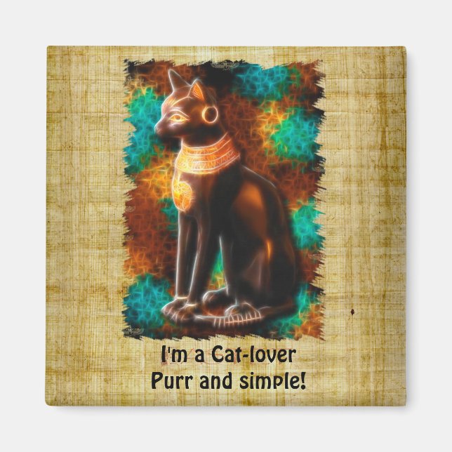 "CAT LOVER" Roligt Egyptian Bastet Cat Magnet (Framsidan)