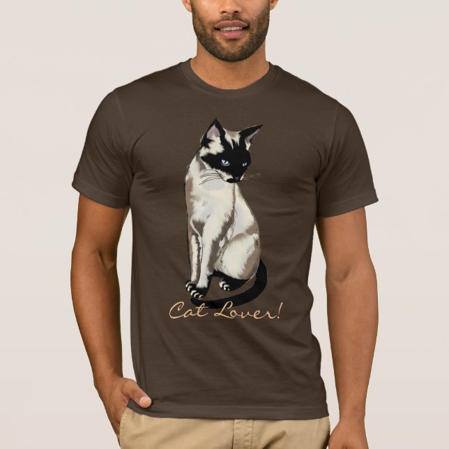 Cat Lover Roligt Siamese Cat Tecknad T-shirt (Framsida)
