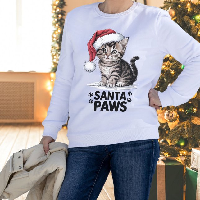 Cat Lover - Santa Tassar Lång Ärmad Tröja (Cat Lover - Santa Paws Sweatshirt
)