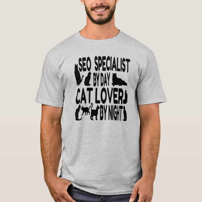 Cat Lover SEO Specialist T-shirt (Framsida)