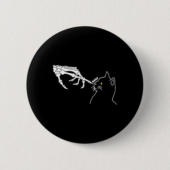 Cat Lover Skeleton Hand Boop Funny Halloween Cat M Knapp (Framsida)