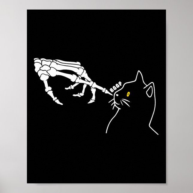 Cat Lover Skeleton Hand Boop Funny Halloween Cat M Poster (Framsidan)