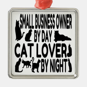 Cat Lover Small Business Owner Julgransprydnad Metall