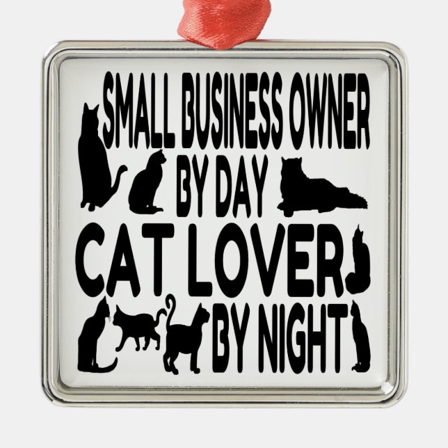 Cat Lover Small Business Owner Julgransprydnad Metall (Framsidan)