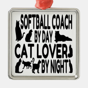 Cat Lover Softball Coach Julgransprydnad Metall