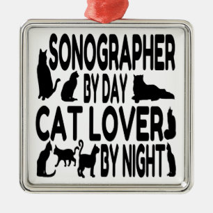 Cat Lover Sonographer Julgransprydnad Metall