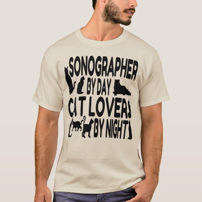 Cat Lover Sonographer T-shirt (Framsida)