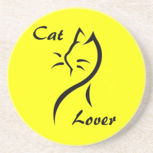 Cat Lover, Stilized Cat Sandstone Underlägg Sandsten