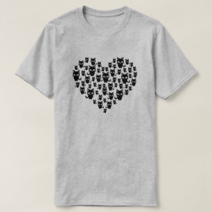 Cat Lover Svarta katter Heart T Shirt