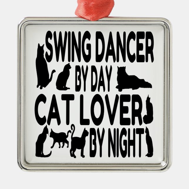 Cat Lover Swing Dancer Julgransprydnad Metall (Framsidan)