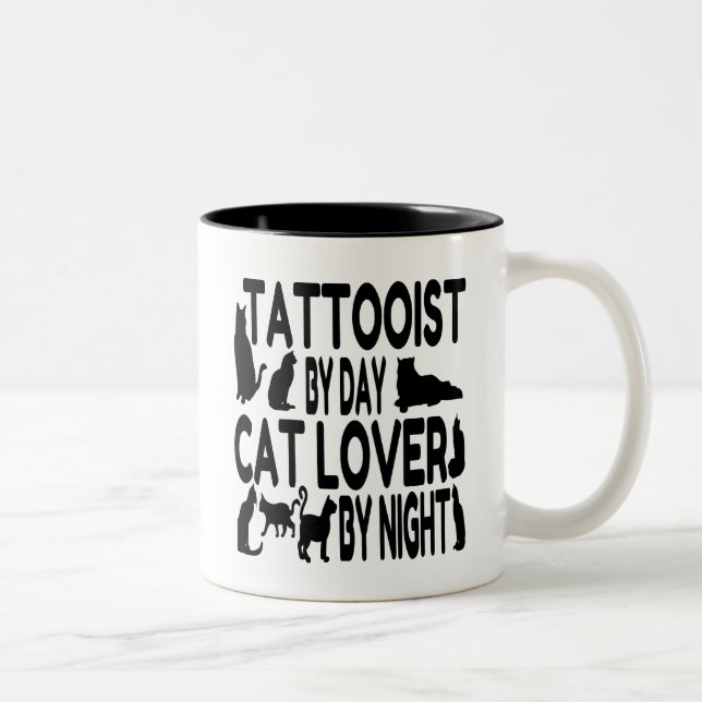 Cat Lover Tattooist Två-Tonad Mugg (Höger)