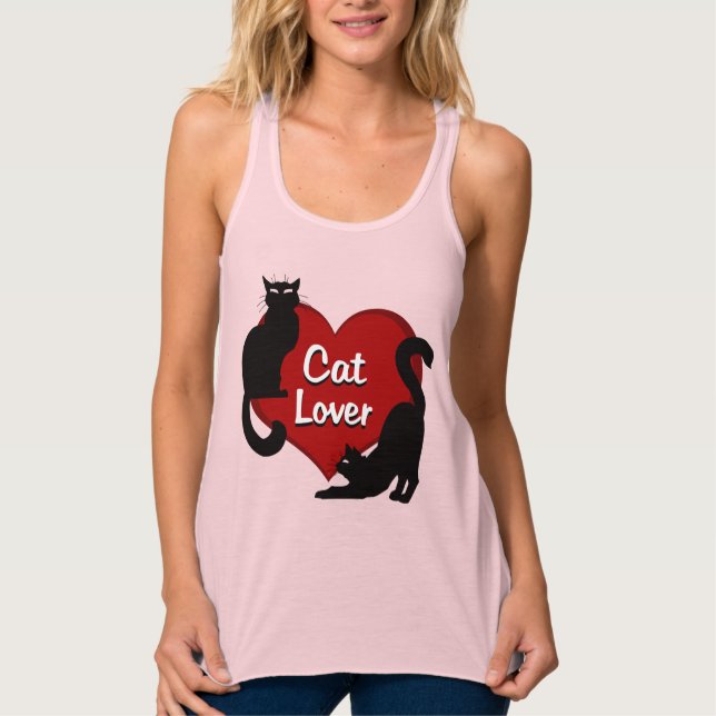 Cat Lover Toppar Dam Tanktop för kvinnor Linne Med Racerback (Framsida)