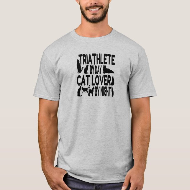 Cat Lover Triathlete Tee Shirt (Framsida)