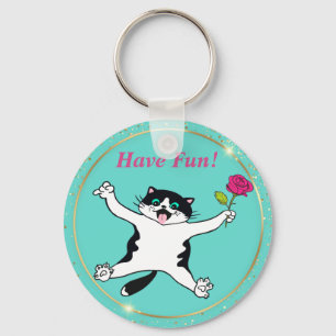Cat Lover Tuxedo Cat har Roligt Nyckelring